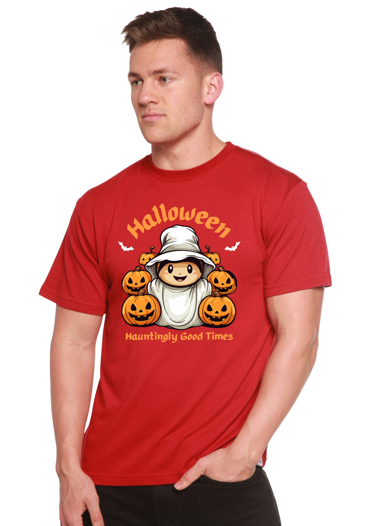 Halloween Hauntingly Good Times Day Men's Bamboo Viscose/Organic Cotton Short Sleeve Graphic T-Shirt