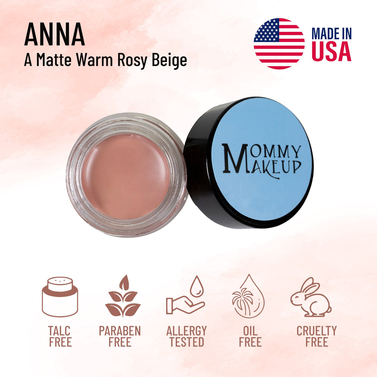 Anna Any Wear Creme - A Waterproof Multi-tasking creme to powder product for eyes, cheeks & lips. Can be worn anywhere